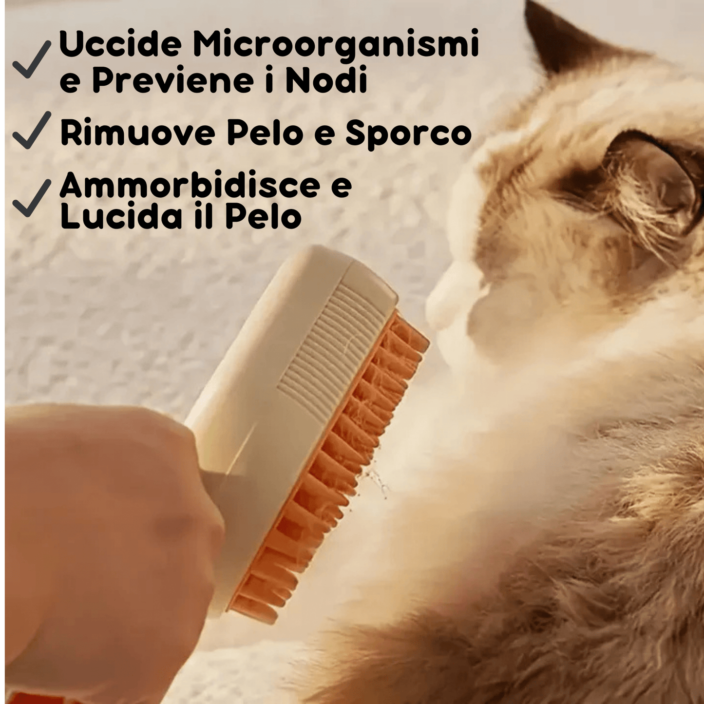 Spazzola a Vapore per la cura del pelo del gatto